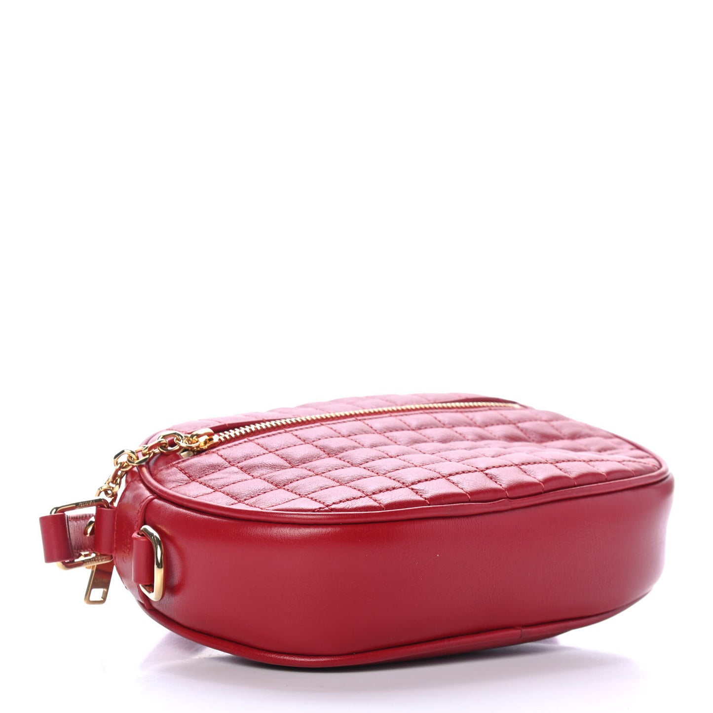 Calfskin Quilted Small C Charm Bag Red
