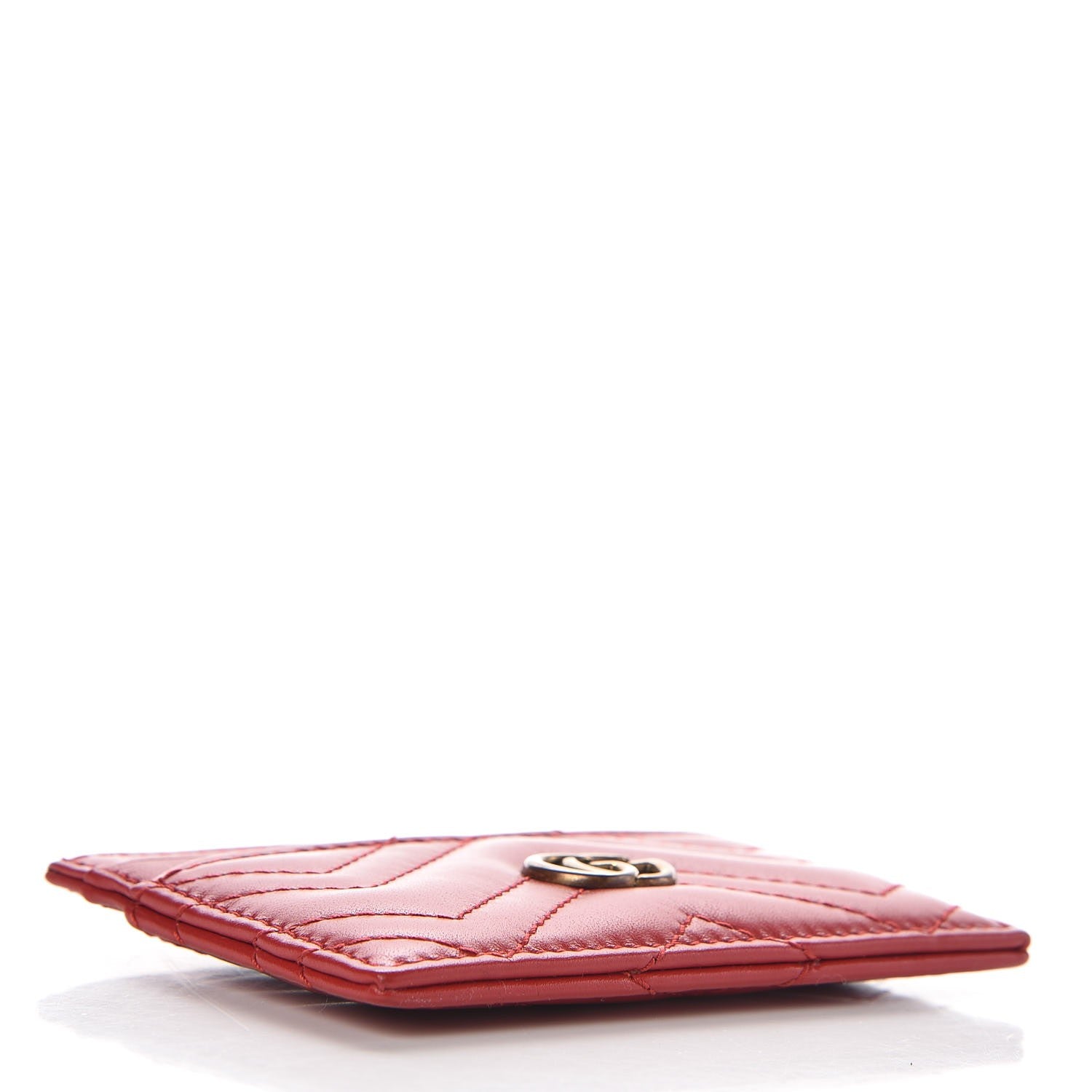 Gucci Calfskin Matelasse GG Marmont Card Holder Hibiscus Red 4 of 7