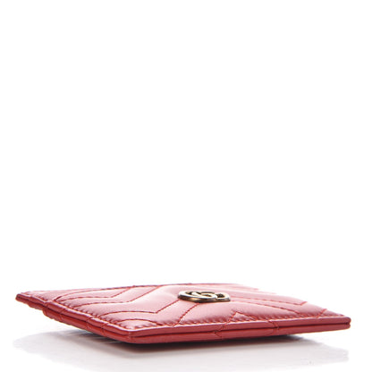 Gucci Calfskin Matelasse GG Marmont Card Holder Hibiscus Red 4 of 7