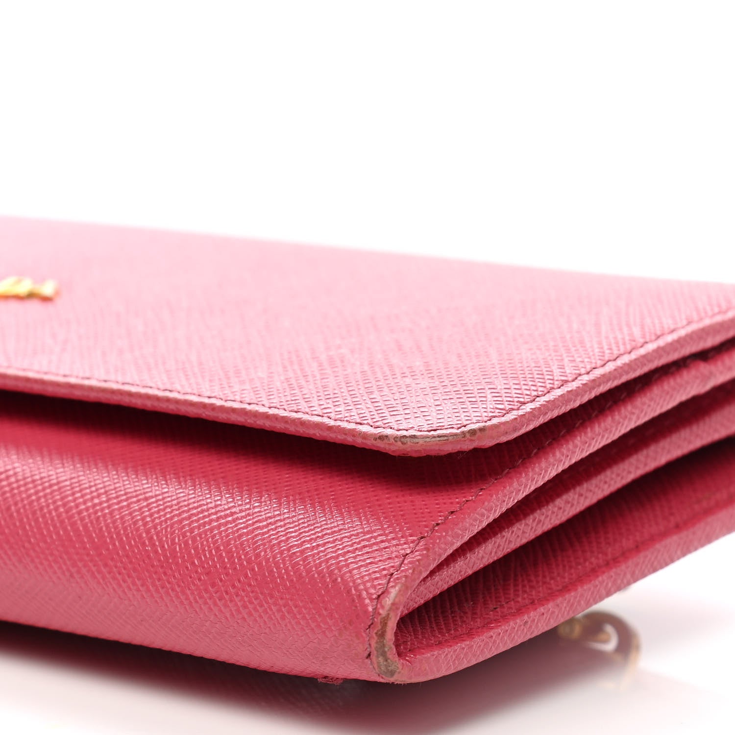 Prada Saffiano Metal Continental Flap Wallet Peonia 9 of 12