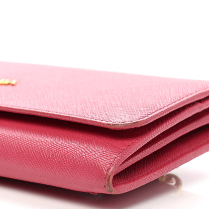 Prada Saffiano Metal Continental Flap Wallet Peonia 9 of 12