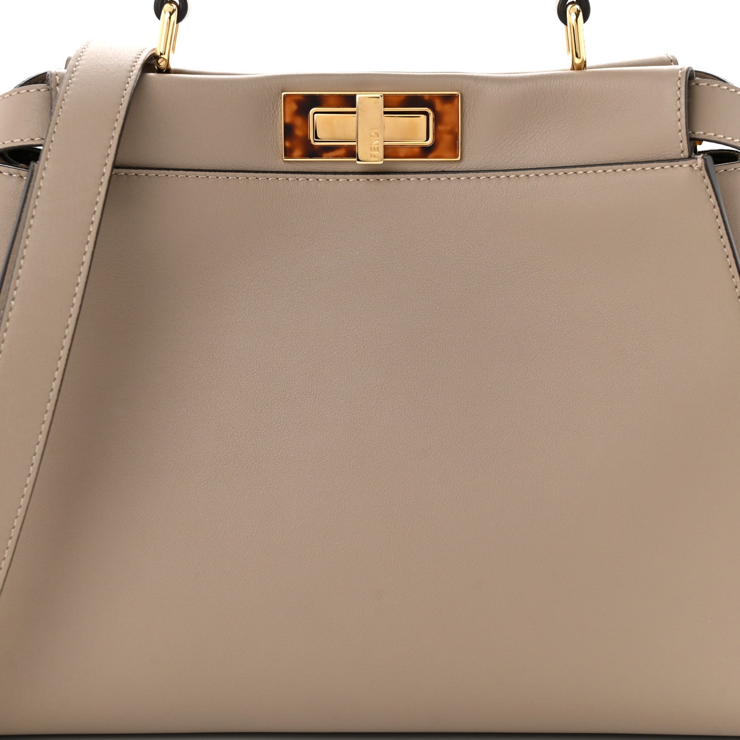 Fendi Vitello Seta Plexiglass Tortoise Medium Peekaboo Iconic Satchel Tortora 8 of 10