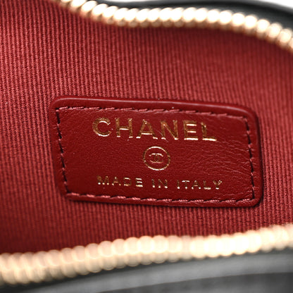 Chanel Lambskin Quilted CC In Love Heart Waist Belt Bag With Chain Black 6 of 11