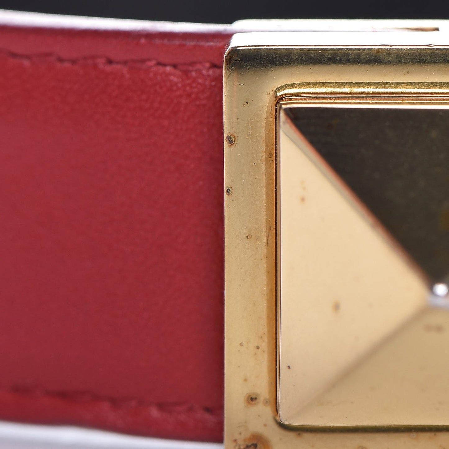 Calfskin Pyramid Stud Bracelet Red Gold