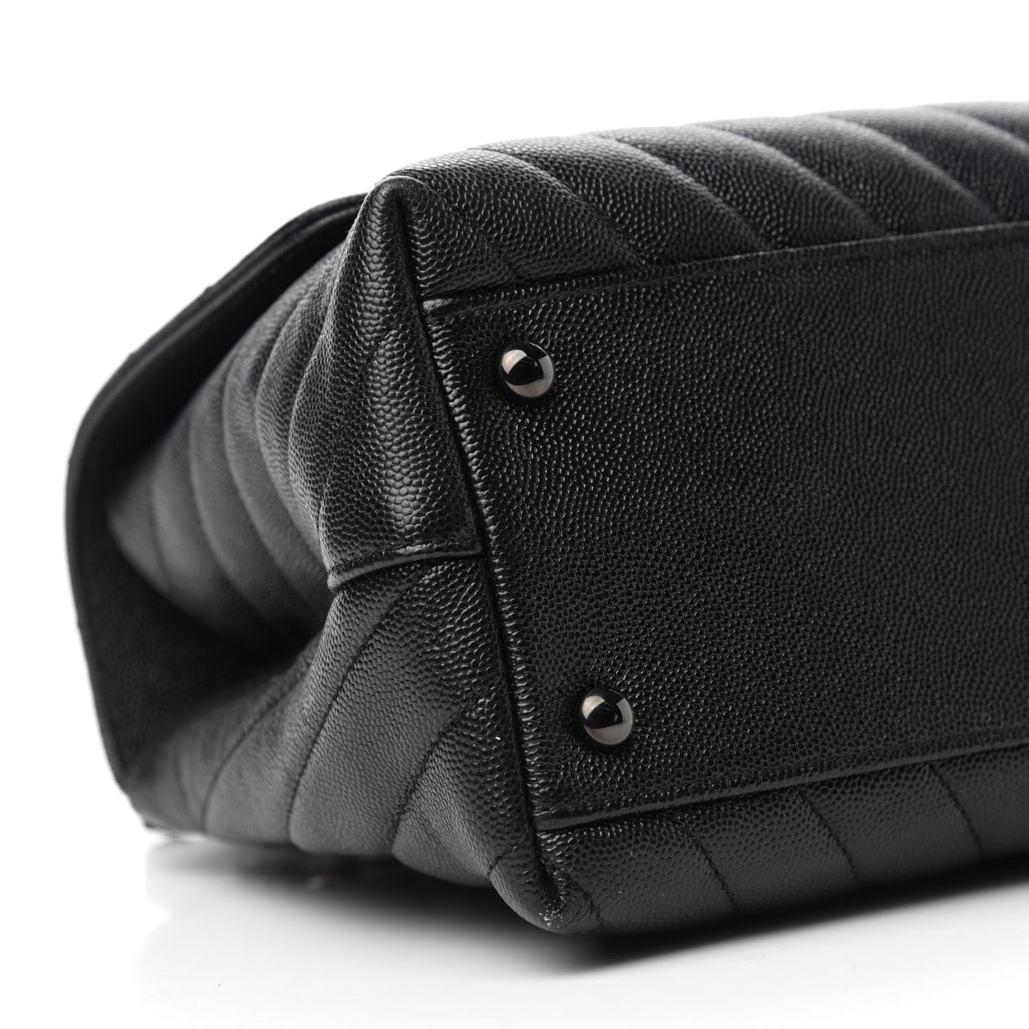 Caviar Chevron Quilted Small Coco Handle Flap So Black