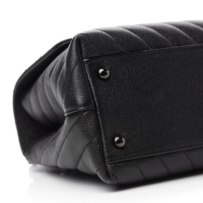 Chanel Caviar Chevron Quilted Small Coco Handle Flap So Black 6 of 10
