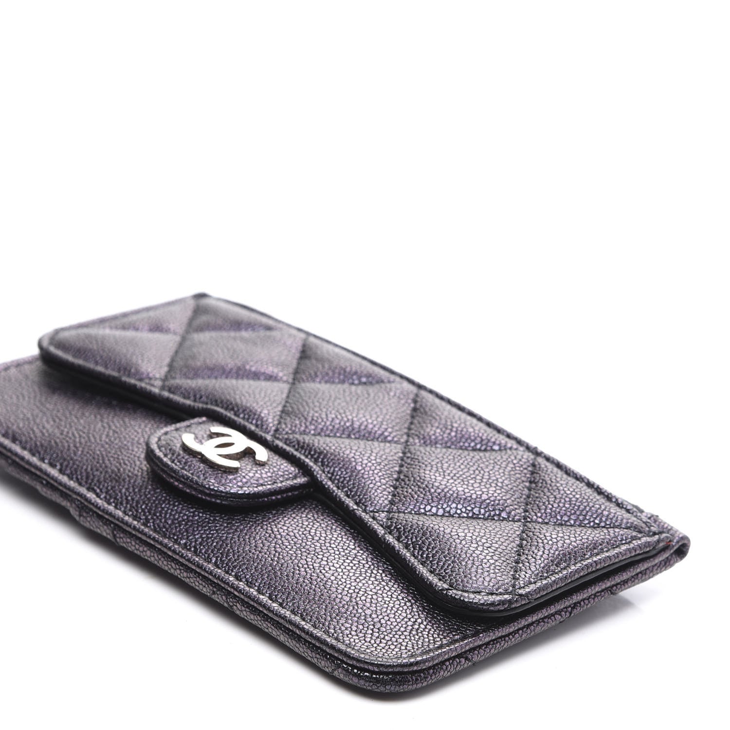 Chanel Iridescent Caviar Quilted Flap Zip Card Holder Black 8 of 9