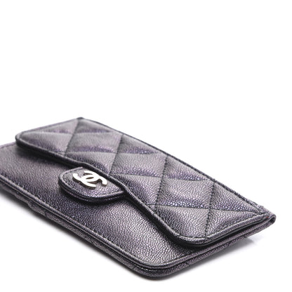 Chanel Iridescent Caviar Quilted Flap Zip Card Holder Black 8 of 9