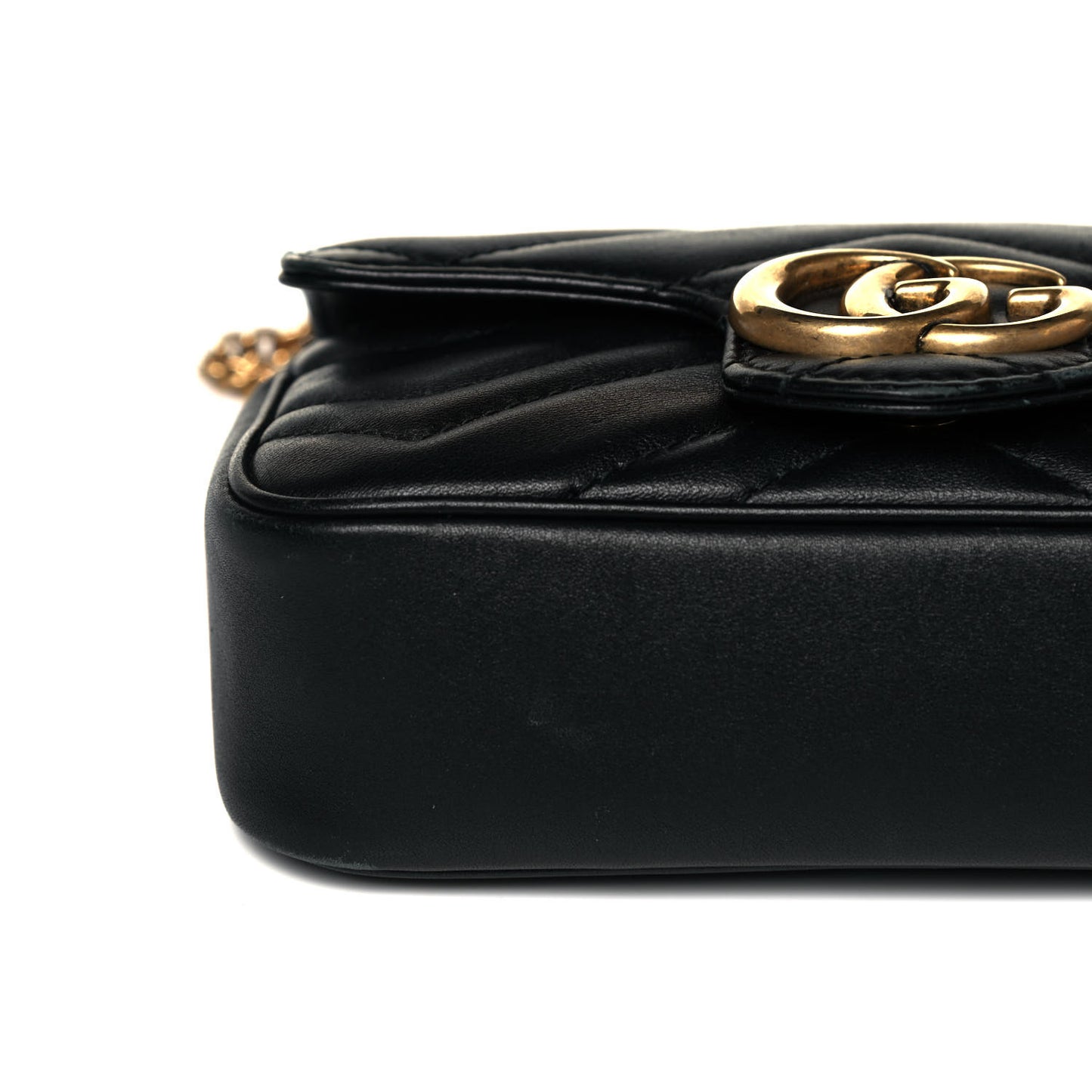 Calfskin Matelasse Super Mini GG Marmont Shoulder Bag Black