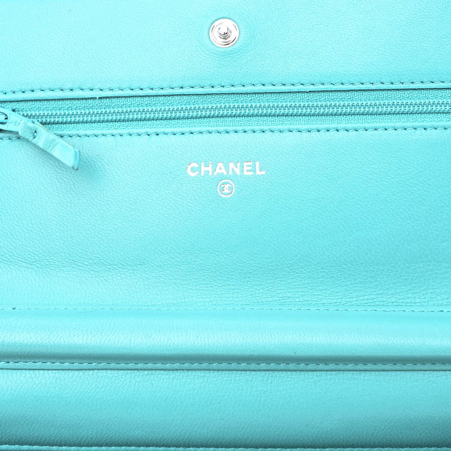 Lambskin Quilted Wallet On Chain WOC Turquoise