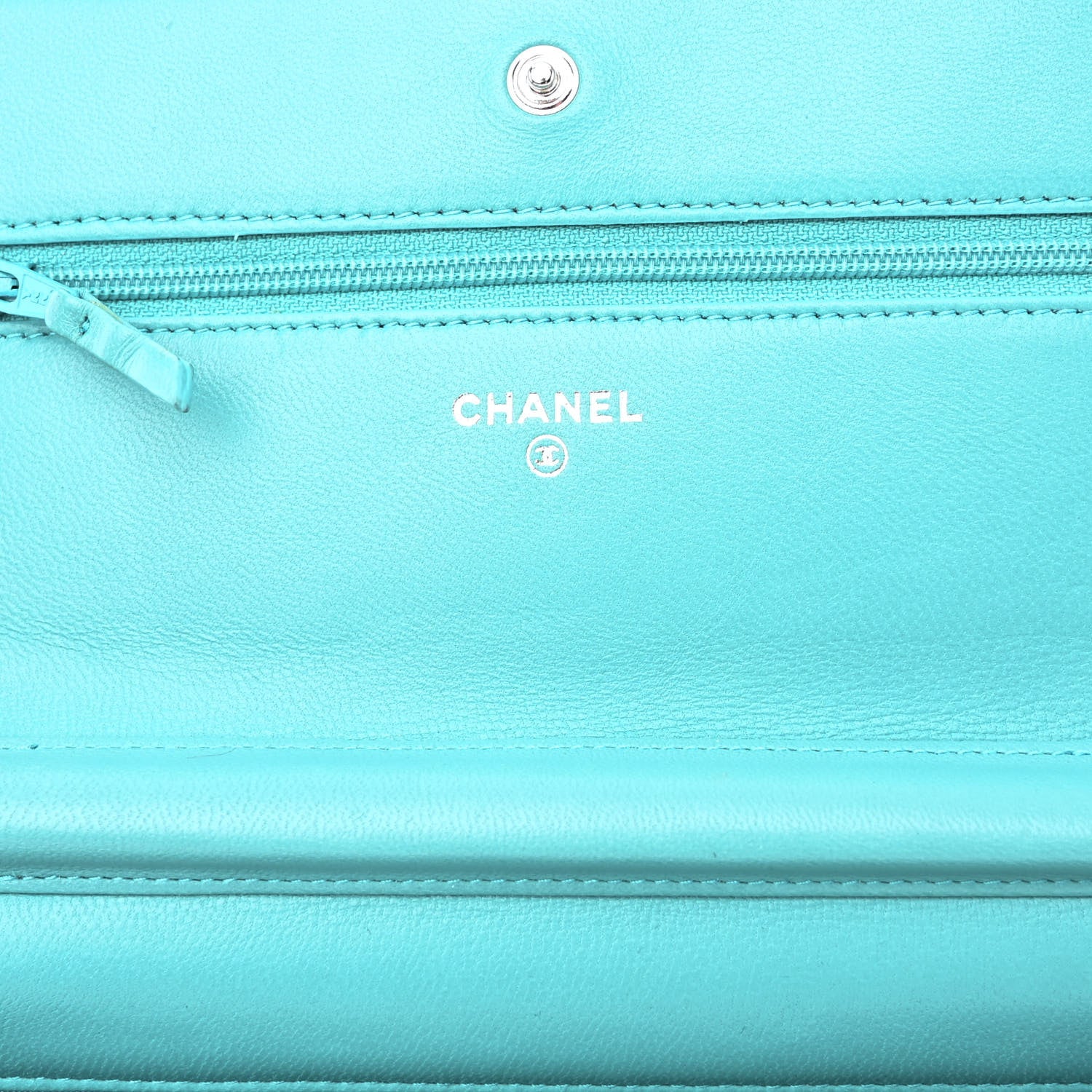 Chanel Lambskin Quilted Wallet On Chain WOC Turquoise 6 of 10
