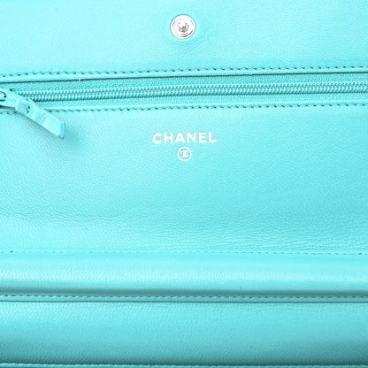 Chanel Lambskin Quilted Wallet On Chain WOC Turquoise 6 of 10