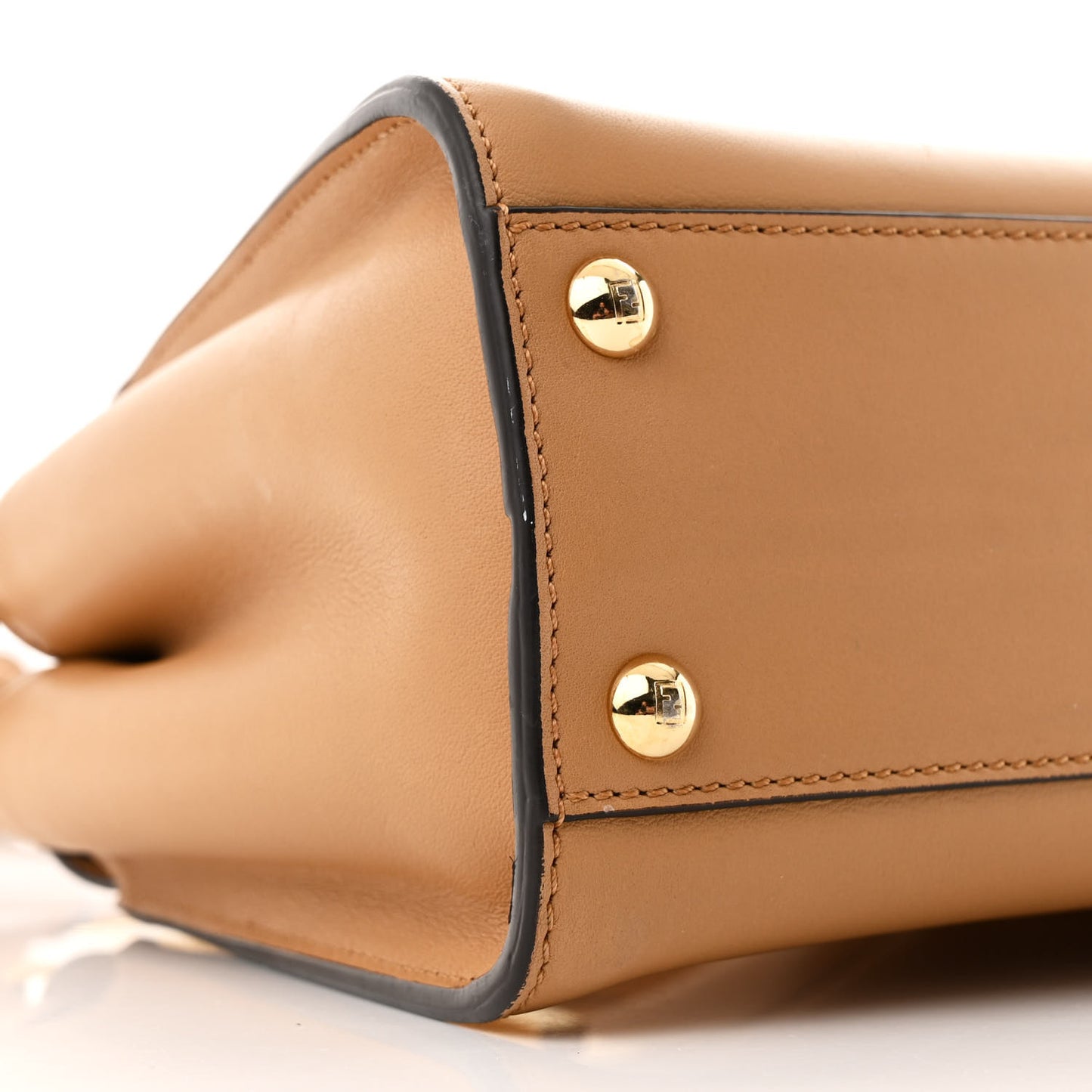 Vitello Seta Canvas FF Embroidered Mini Peekaboo Iconic Satchel Miele Scuro Poudre