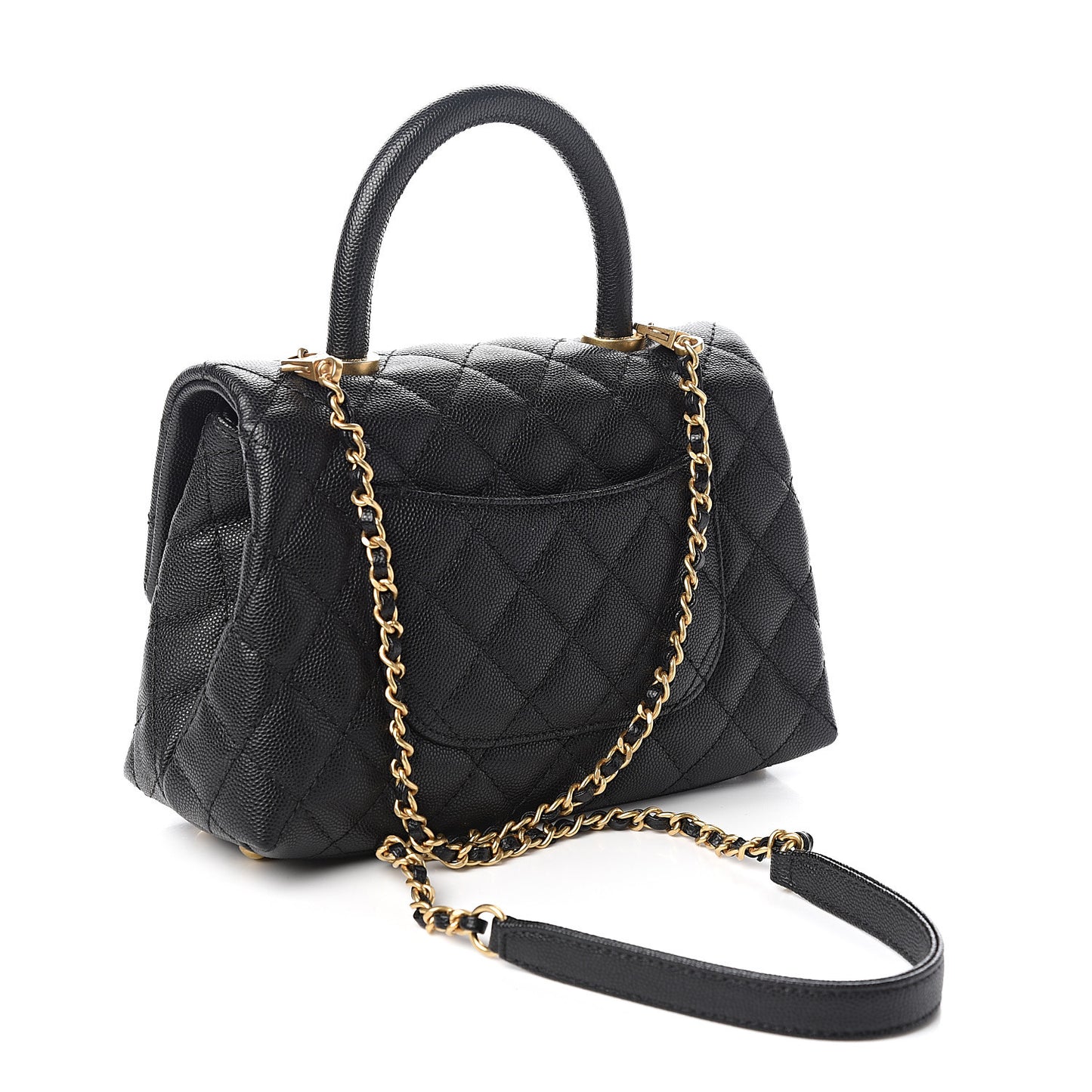 Caviar Quilted Mini Coco Handle Flap Black