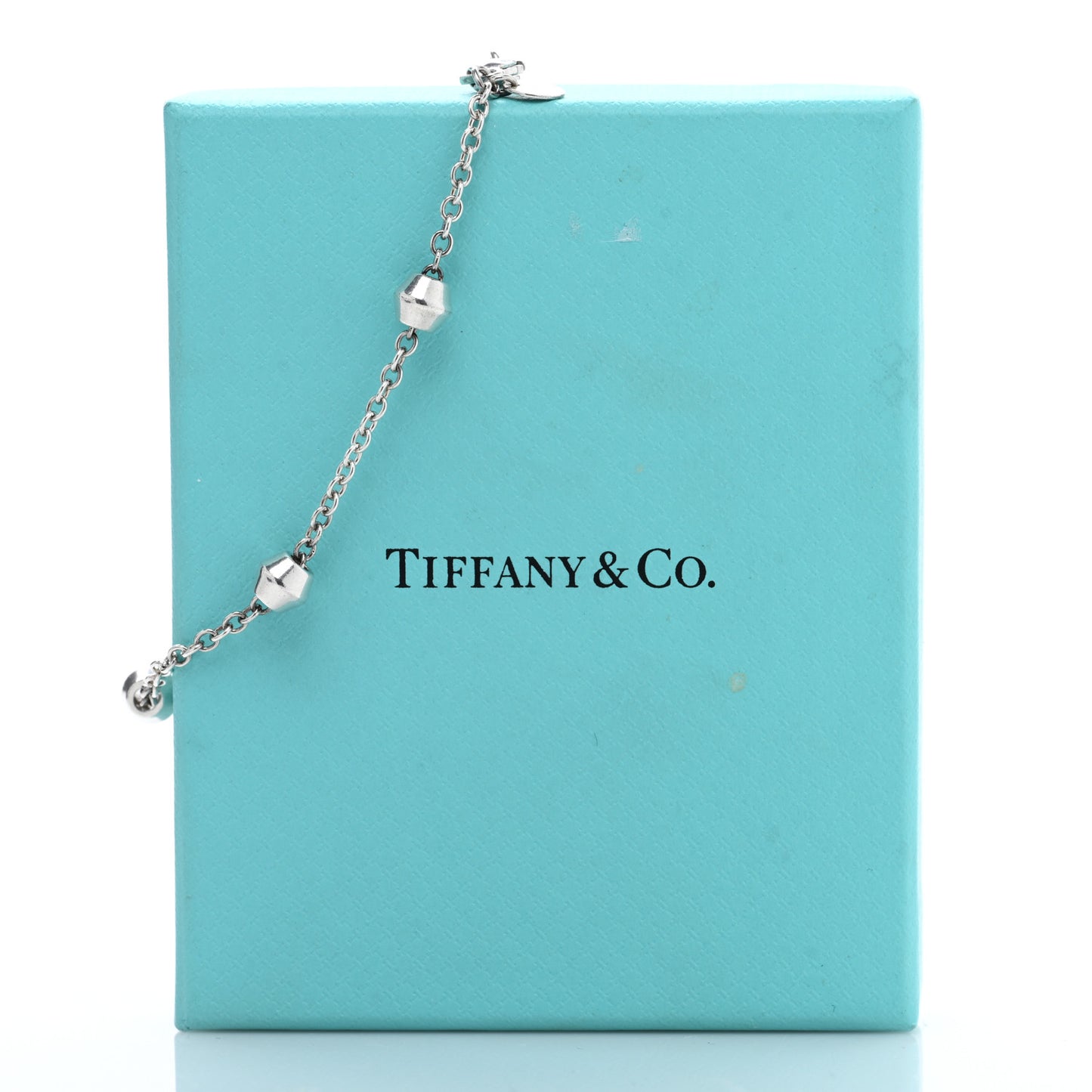 Sterling Silver Barrel Bead Station Chain Bracelet