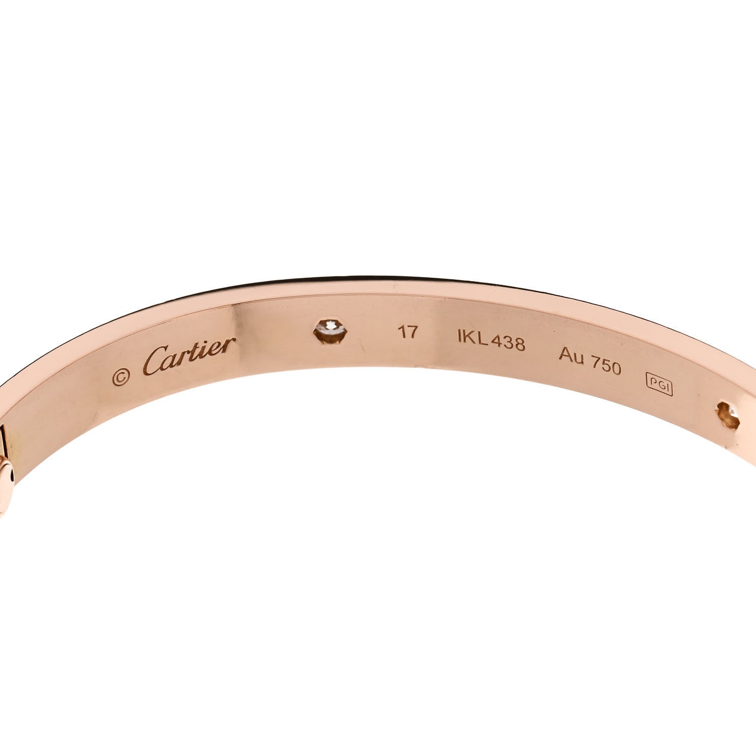 Cartier 18K Pink Gold 4 Diamond LOVE Bracelet 17 6 of 9