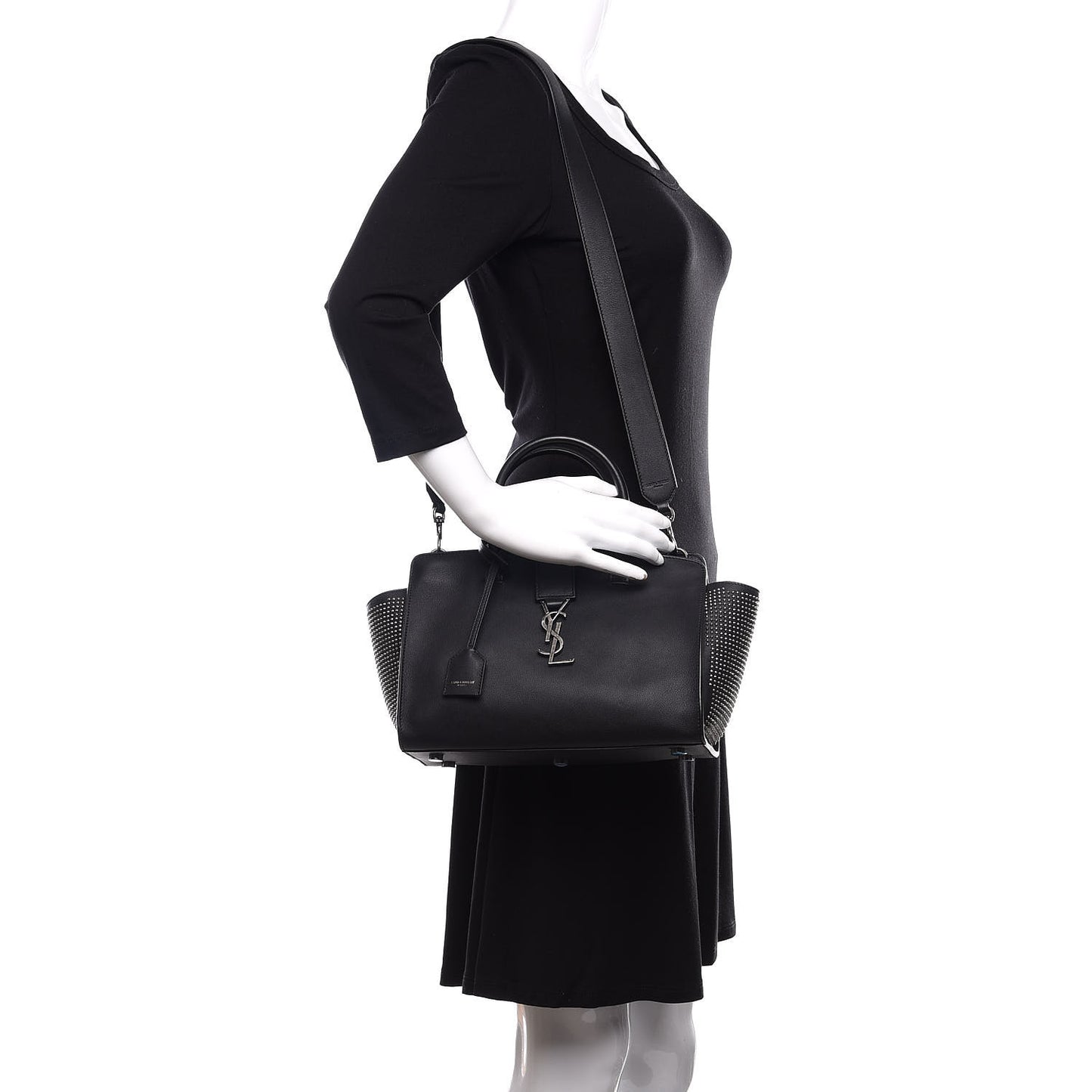 Smooth Calfskin Studded Baby Monogram Downtown Cabas Black