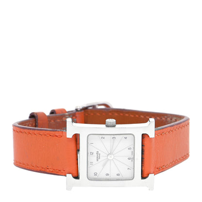 Hermes Stainless Steel Swift 21mm Heure H Hour Quartz Watch Orange 2 of 5