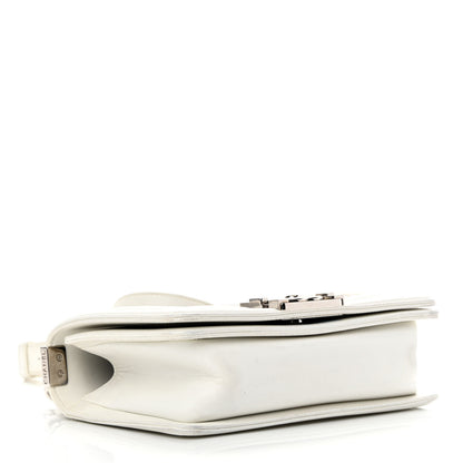 Chanel Lizard Chevron Stitched Small Boy Flap White Silver 4 of 17