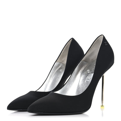 Chanel Silk Crepe CC Pumps 38.5 Black 4 of 10