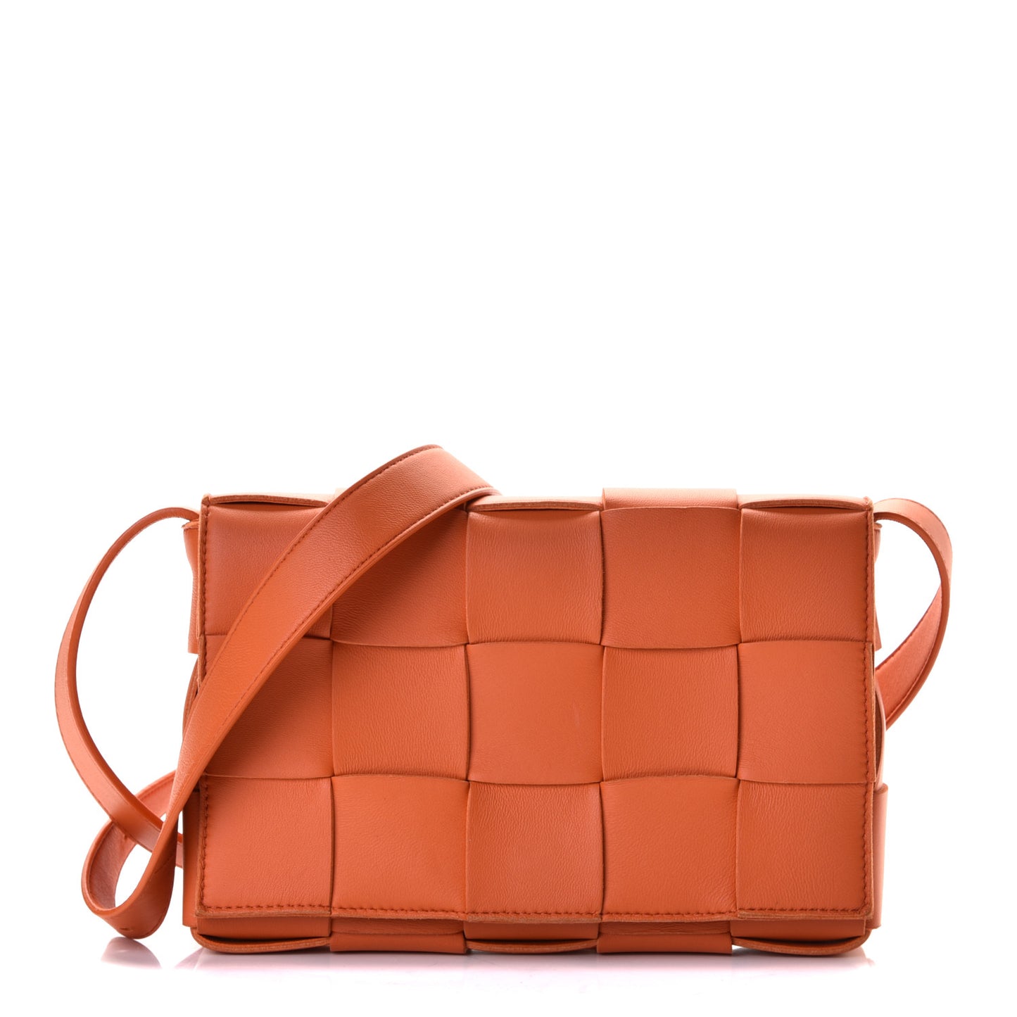 Calfskin Maxi Intreccio Cassette Bag Burned Orange