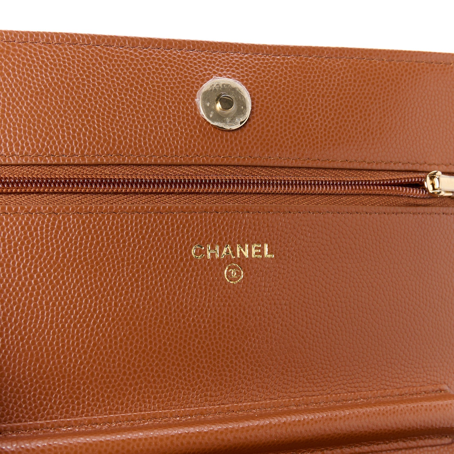 Chanel Shiny Caviar Quilted Strass Wallet On Chain WOC Light Brown 6 of 12