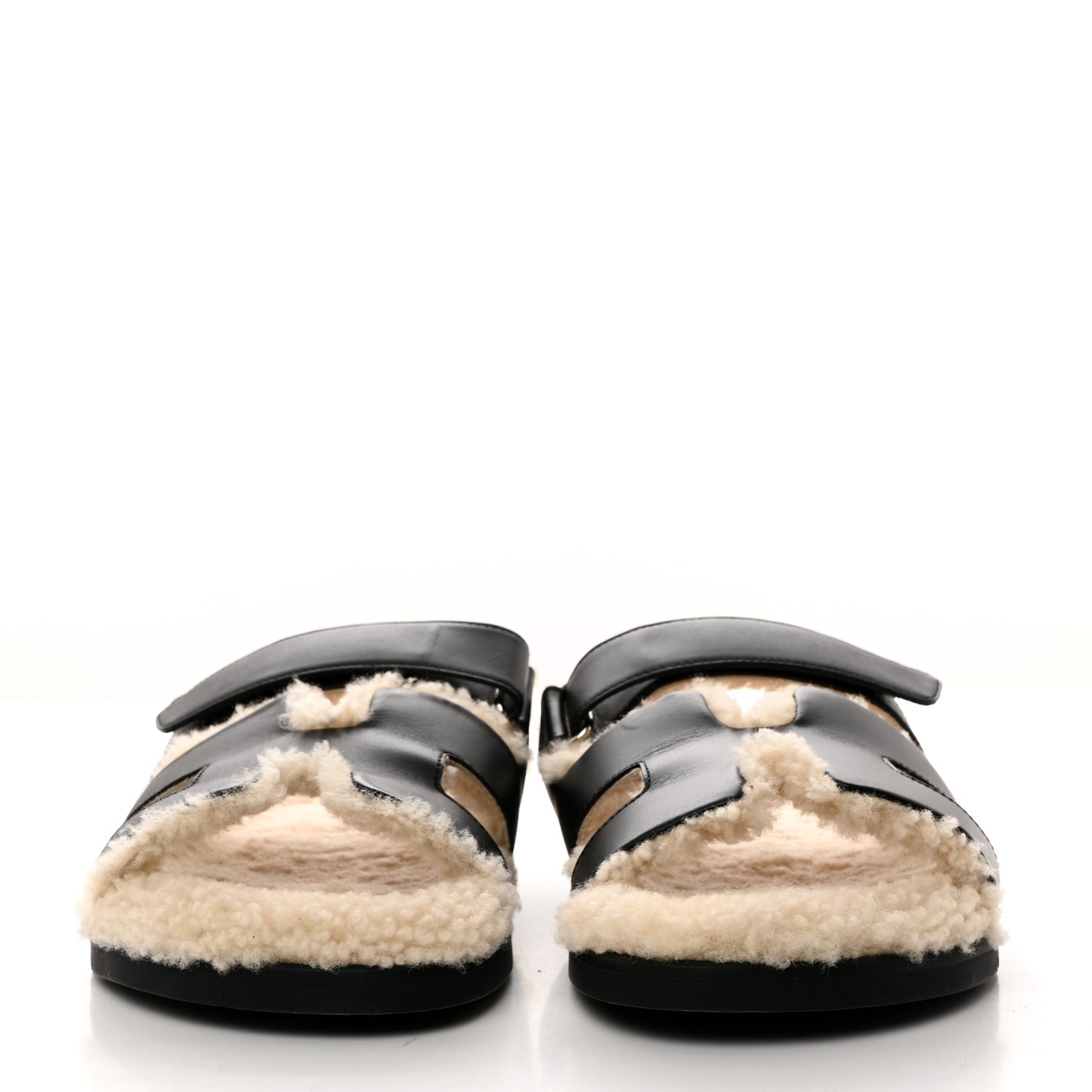Calfskin Woolskin Mens Chypre Sandals 42 Black Ecru