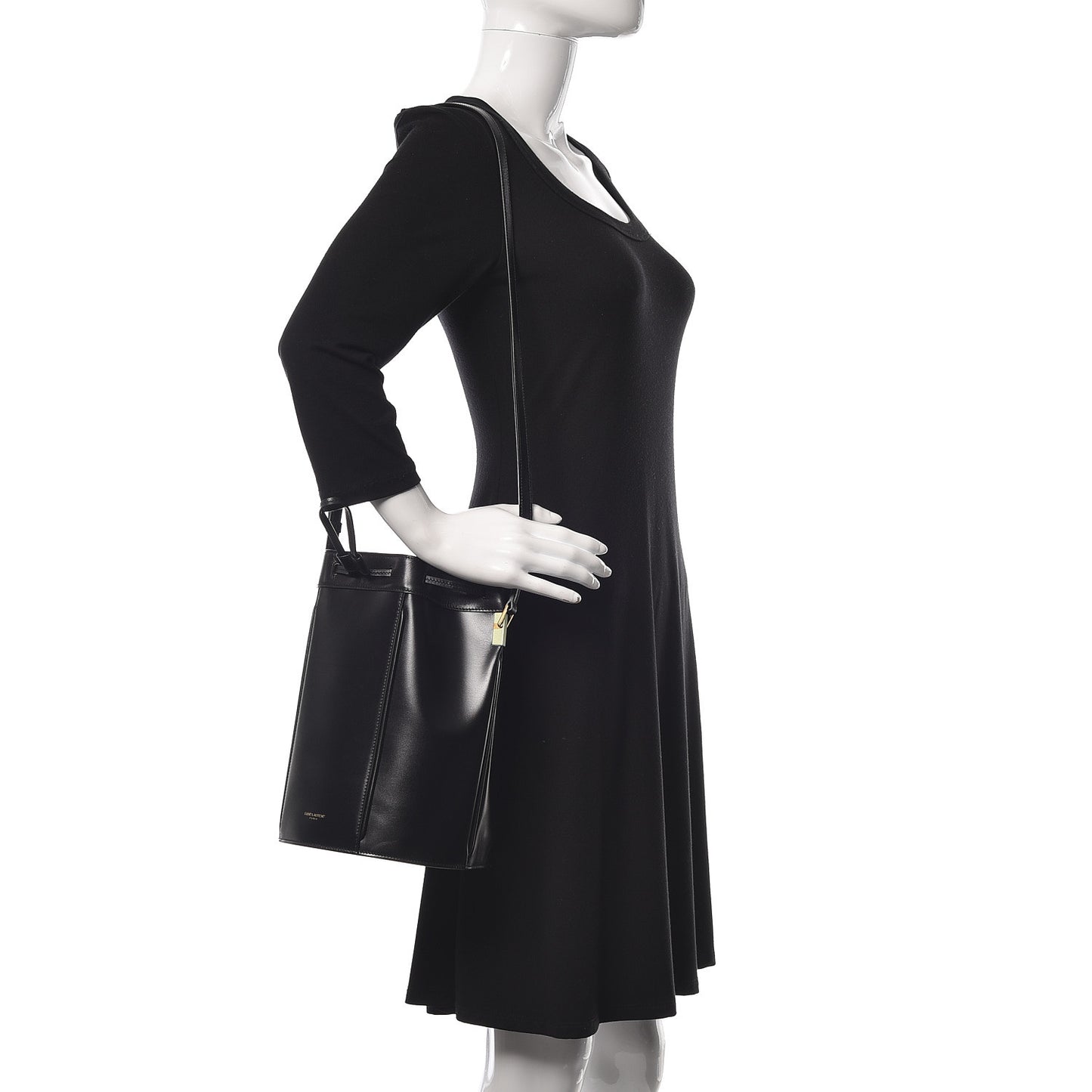Smooth Calfskin Medium Talitha Bucket Bag Black