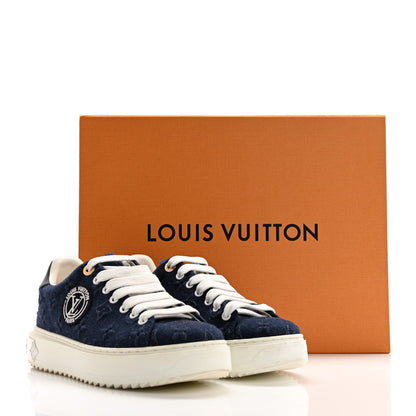 Louis Vuitton Denim Monogram Debossed Time Out Sneakers 38 Blue 15 of 15