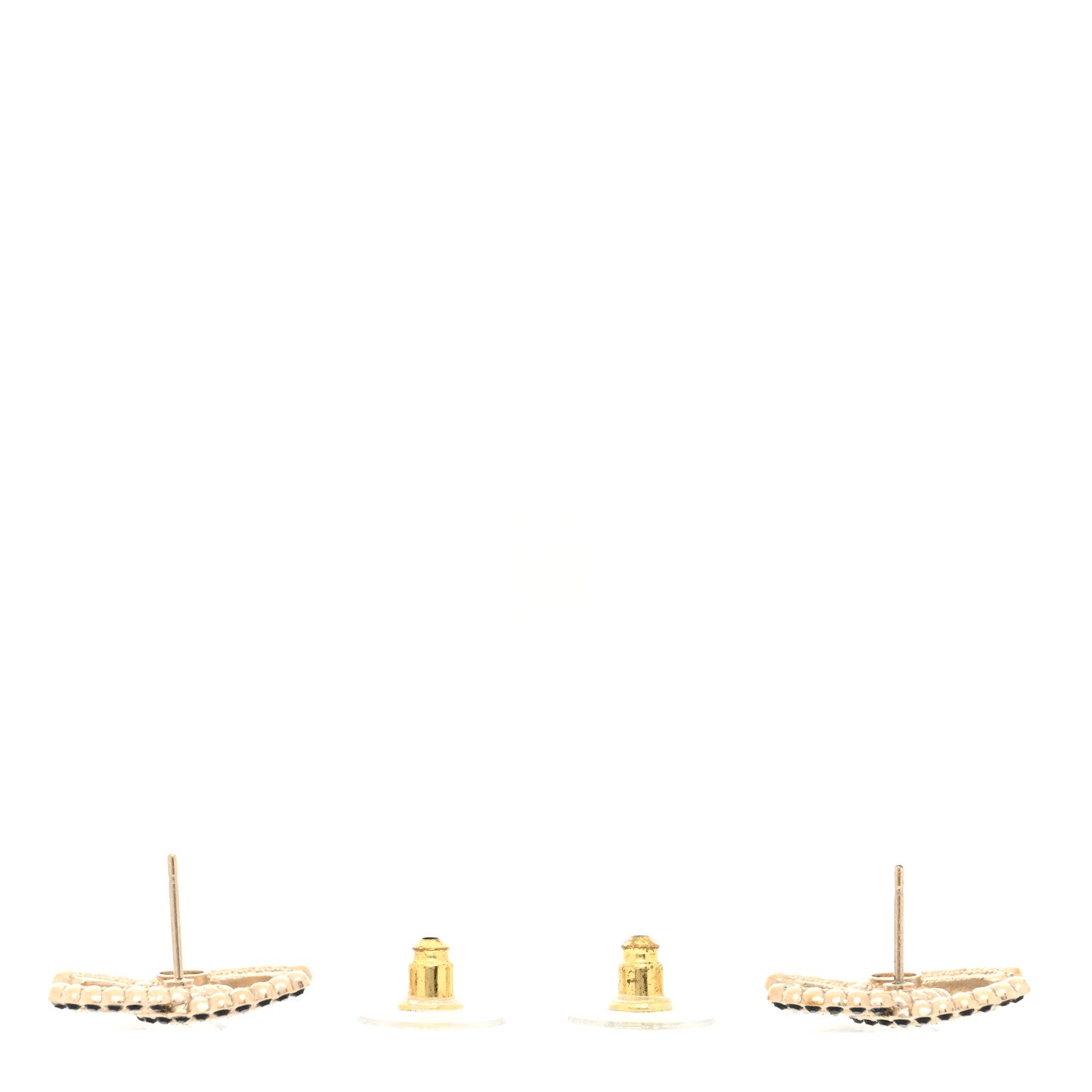 Chanel Crystal CC Earrings Black Gold 3 of 5