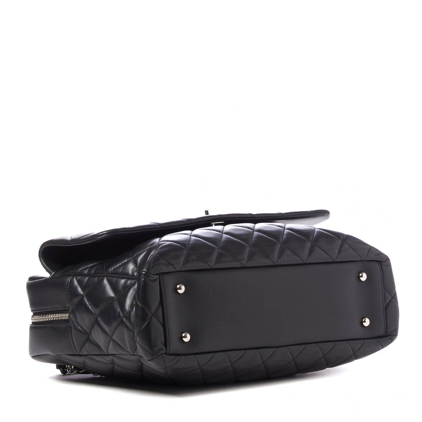 Lambskin Quilted Bowler Flap Shoulder Bag Black