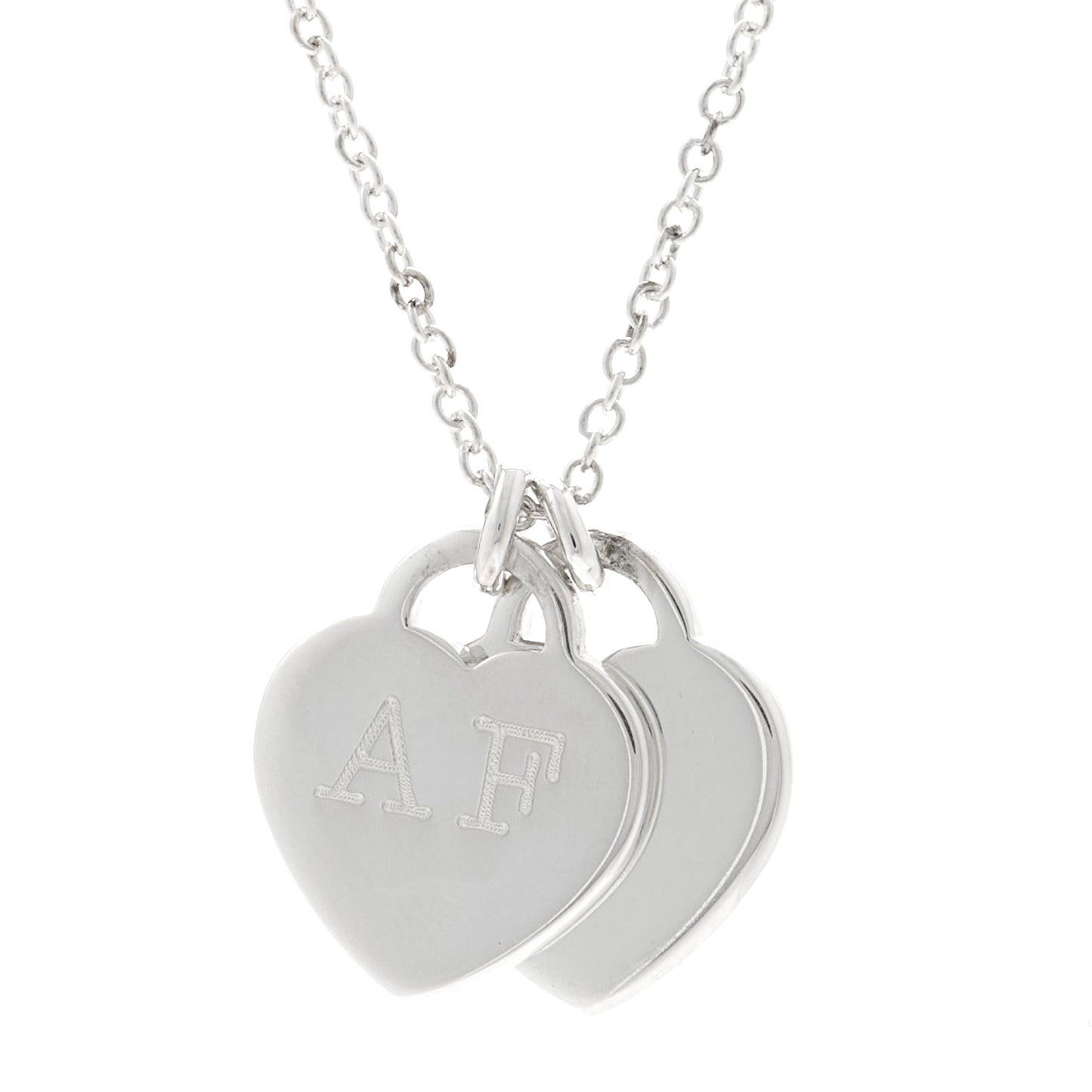 Sterling Silver Enamel Return to Tiffany Double Heart Tag Pendant Necklace Pink