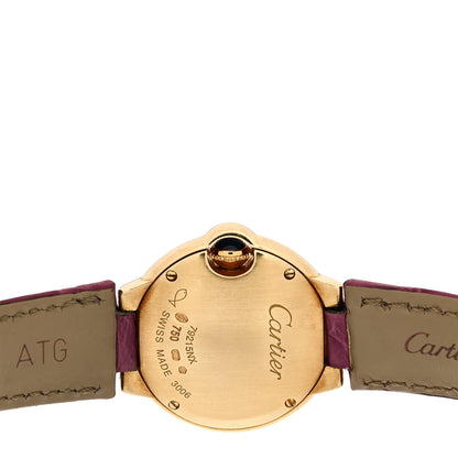 Cartier 18K Yellow Gold Alligator 28mm Ballon Bleu De Cartier Quartz Watch Purple 4 of 4