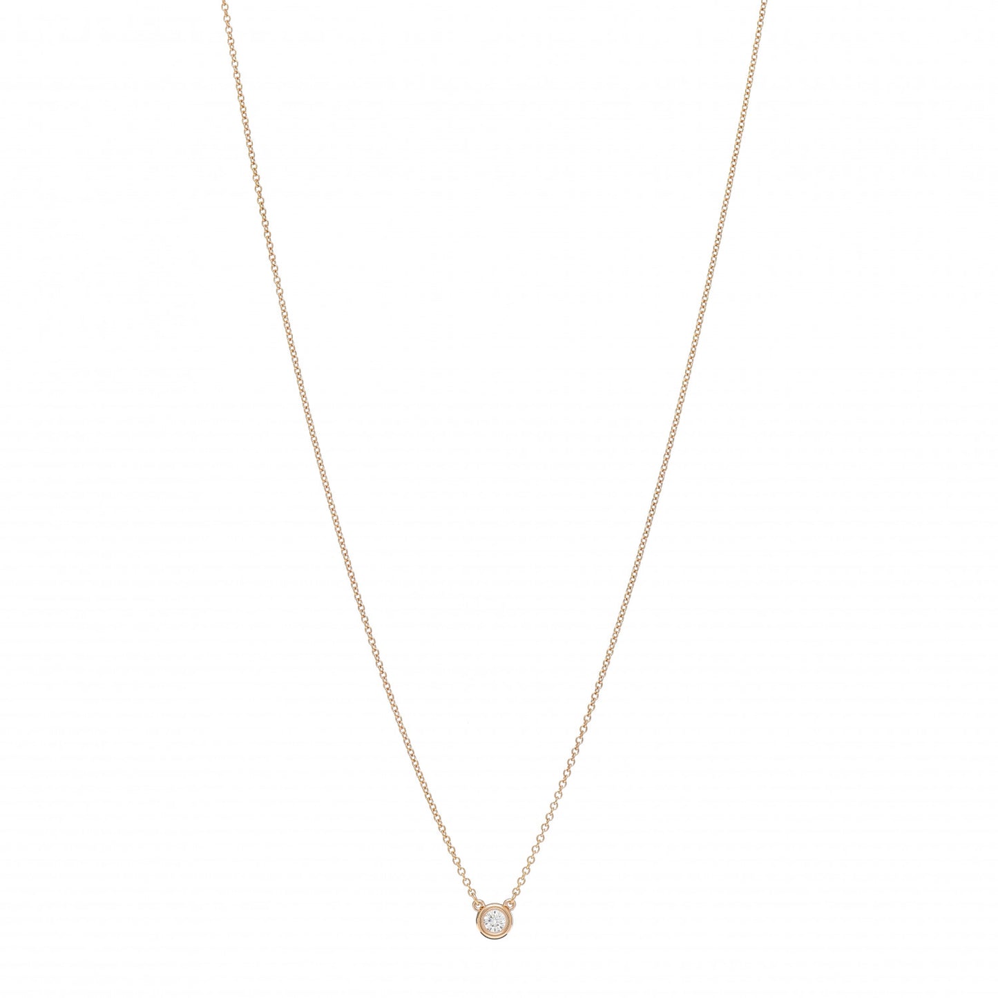 18K Rose Gold Diamond .14ct Elsa Peretti Diamonds by the Yard Pendant Necklace