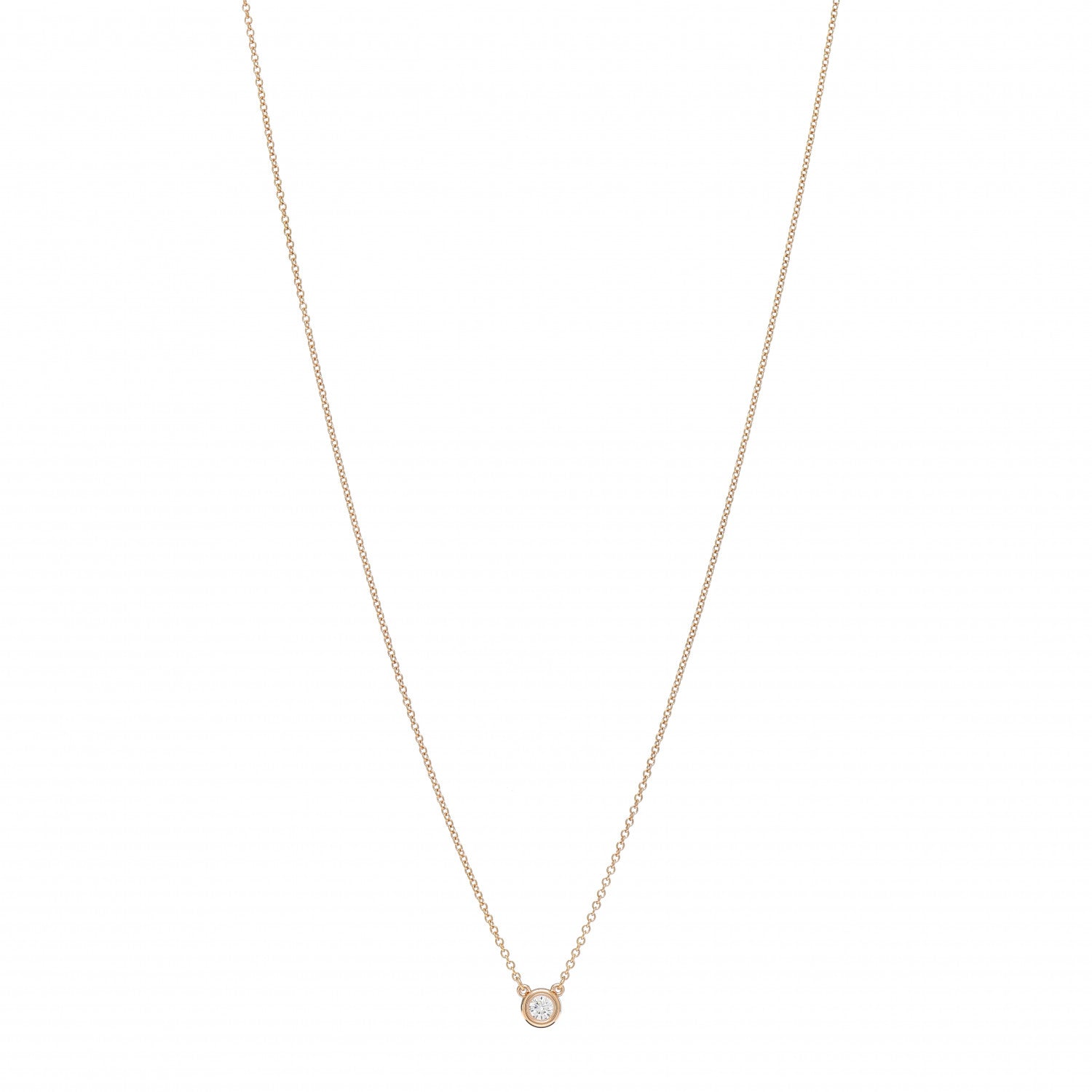 Tiffany 18K Rose Gold Diamond .14ct Elsa Peretti Diamonds by the Yard Pendant Necklace 1 of 4