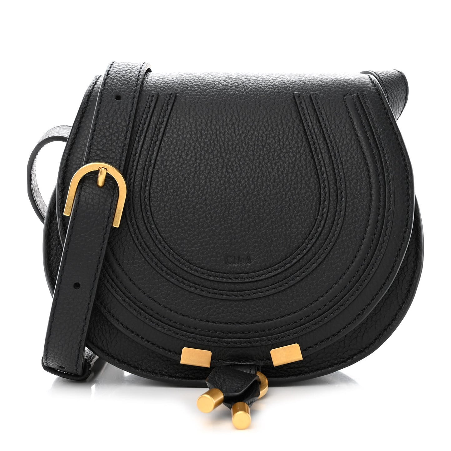 Calfskin Mini Marcie Round Crossbody Bag Black