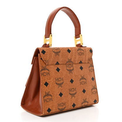 MCM Visetos Heritage Top Handle Satchel Cognac 3 of 11