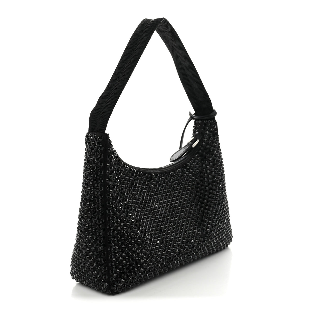 Prada Satin Crystal Mini Re-Edition 2000 Bag Black 3 of 11