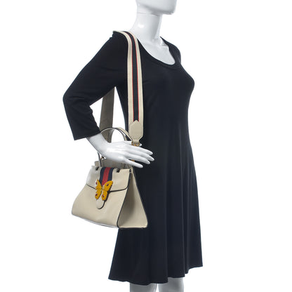 Gucci Grained Calfskin Web Stripe Butterfly Medium Totem Top Handle Bag White 2 of 13