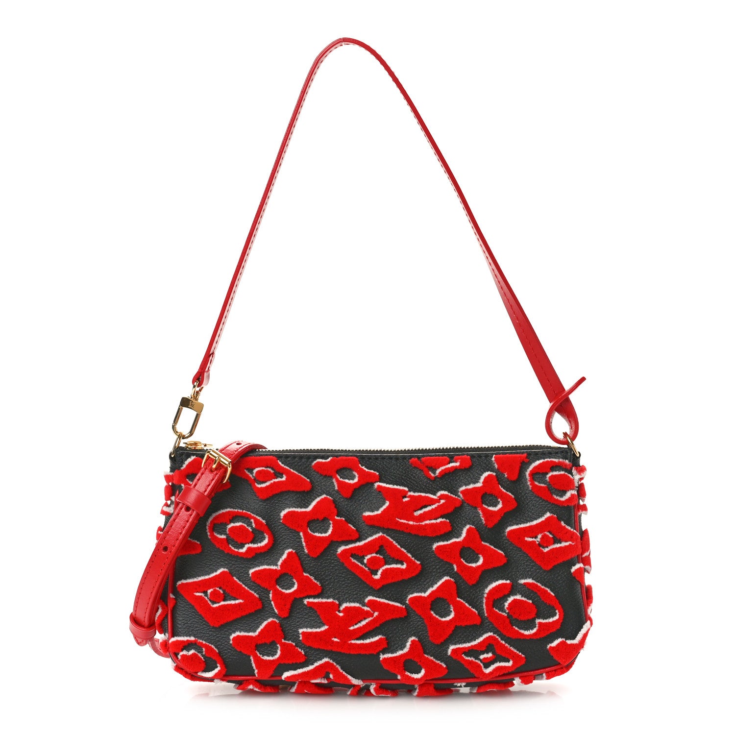 Louis Vuitton X UF Tufted Monogram Pochette Accessories Black Red 1 of 9