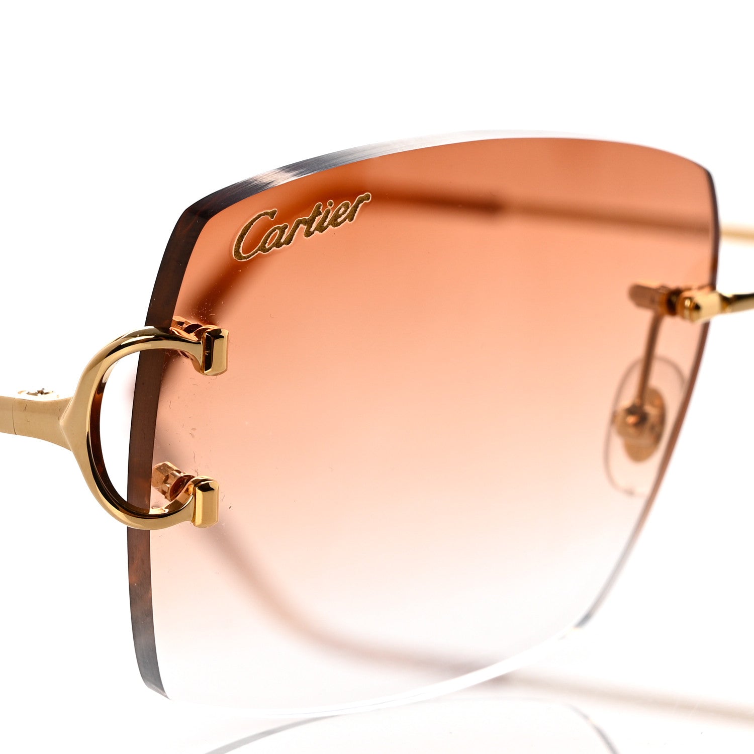 Cartier Metal C Decor 140 Square Sunglasses Gold Amber 5 of 8