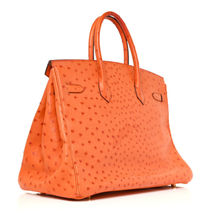 Hermes Ostrich Birkin 35 Orange 3 of 35