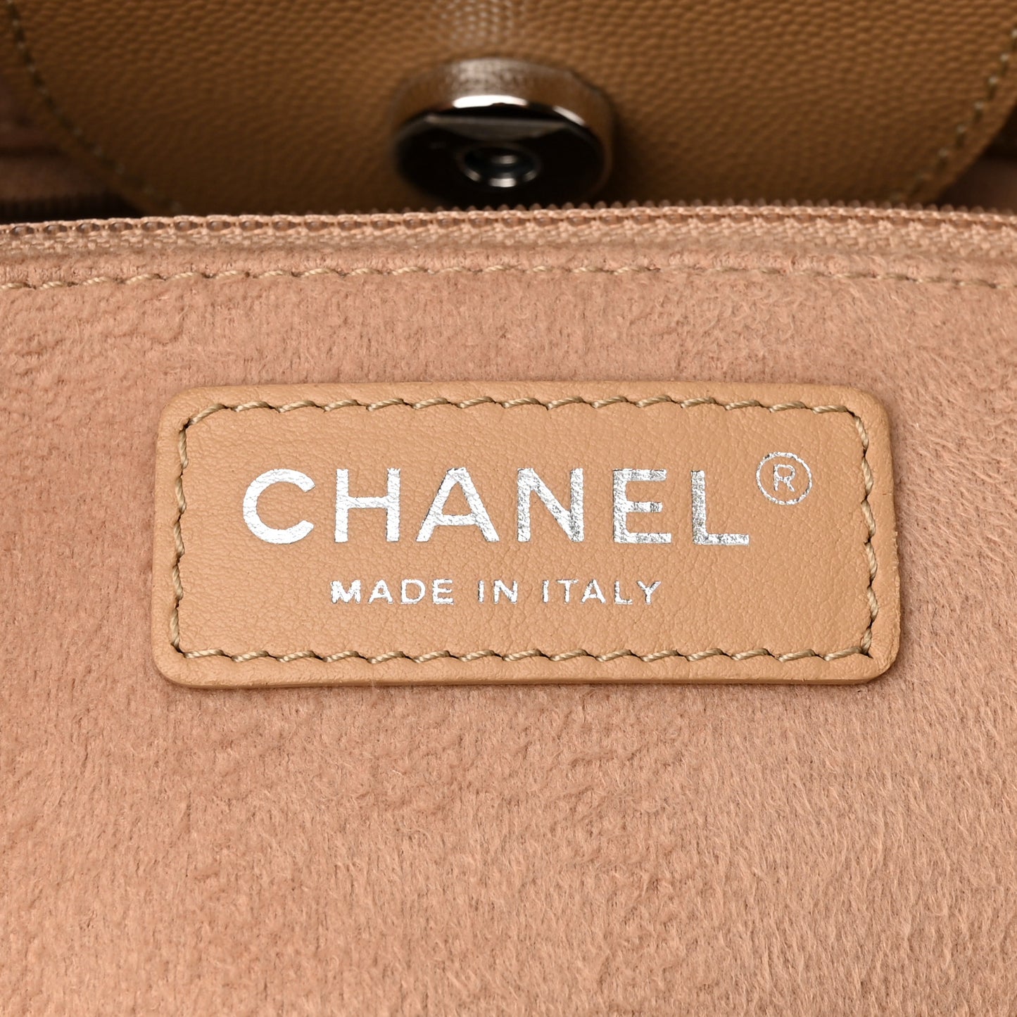 Caviar Small Studded Deauville Tote Beige