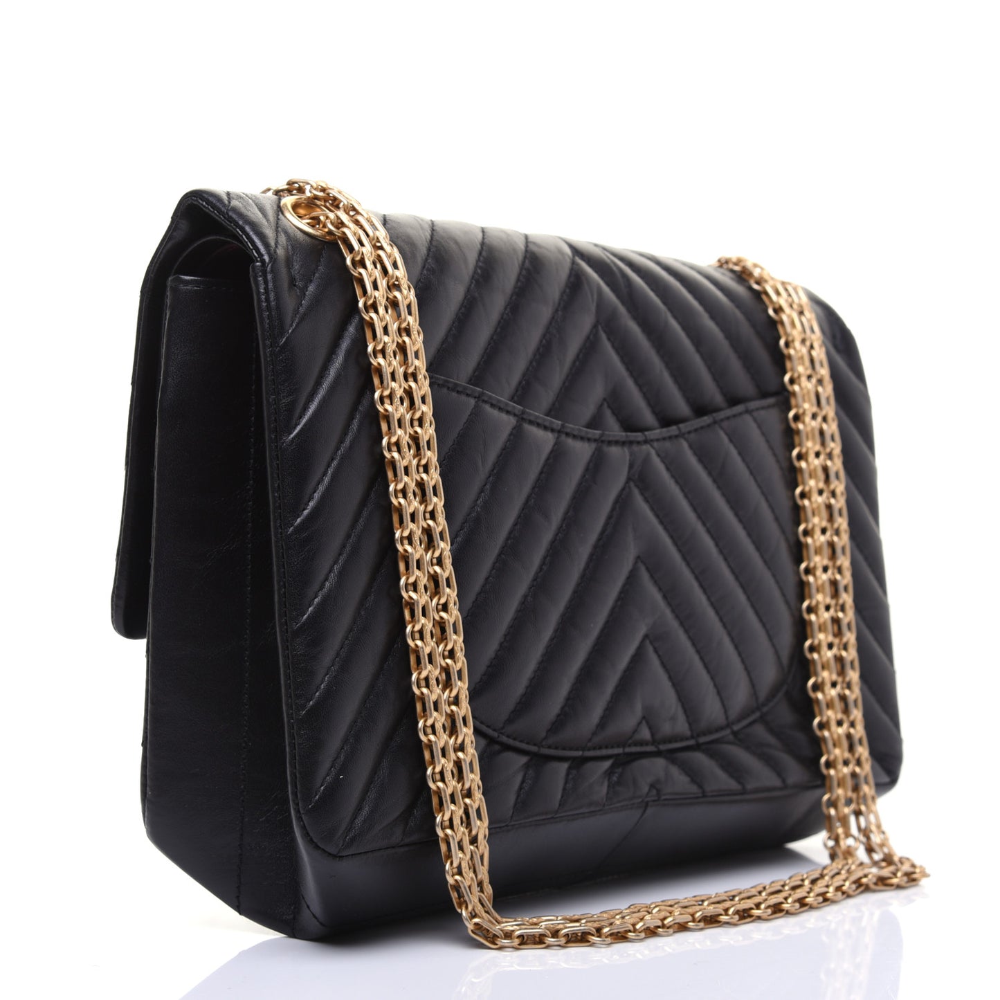 Aged Calfskin Chevron Quilted 2.55 Reissue 226 Flap Black