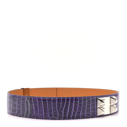 Hermes Shiny Porosus Crocodile Collier De Chien CDC Belt 90 36 Ultraviolet 2 of 5