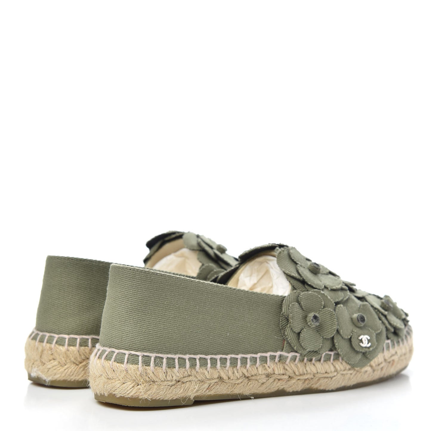 Fabric Camellia CC Espadrilles 36 Khaki
