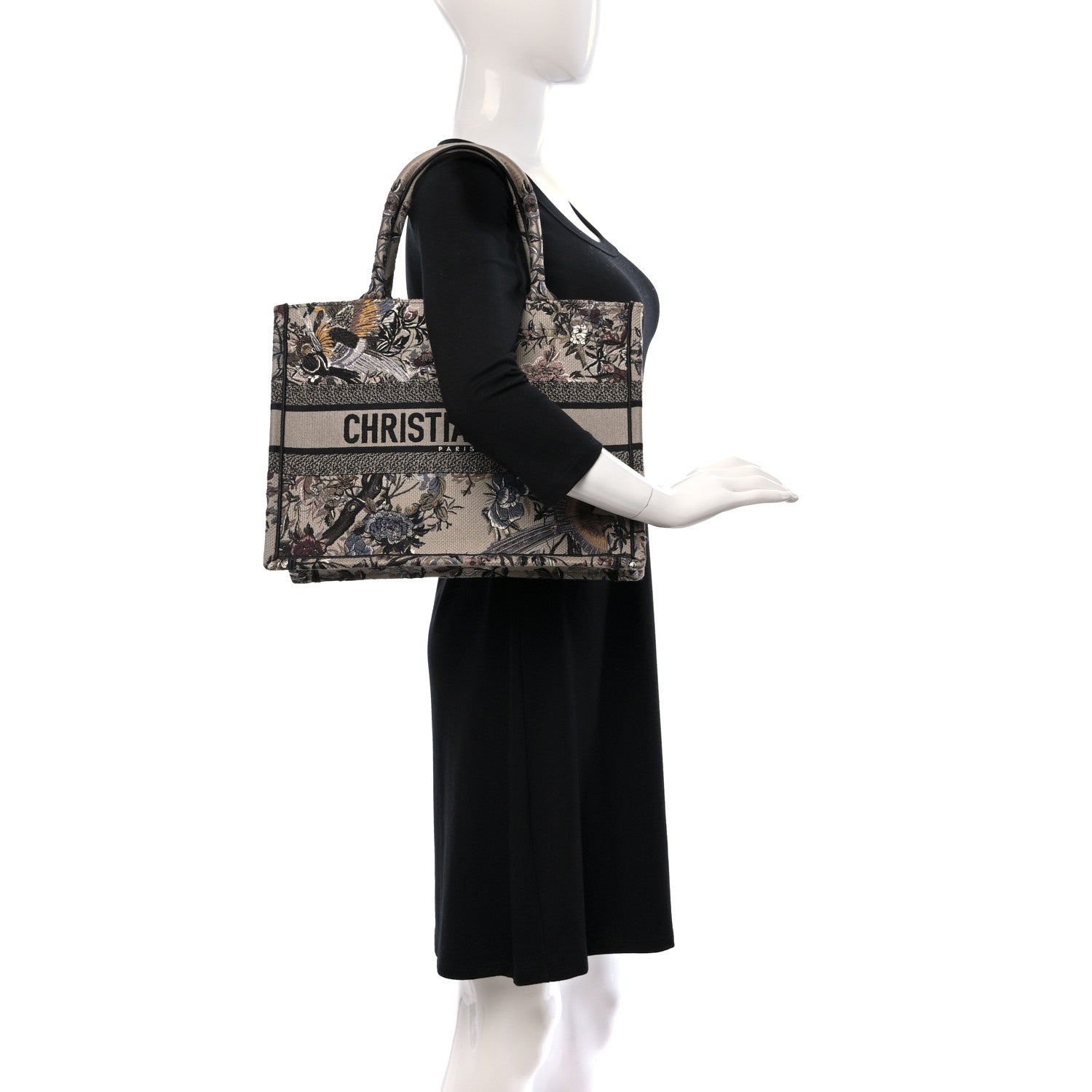 Christian Dior Canvas Embroidered Jardin D'Hiver Medium Book Tote Beige Multicolor 2 of 9