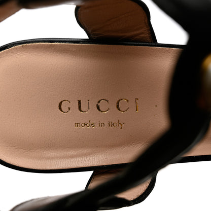 Gucci Nappa Willow Pearl T-Strap Sandals 37 Black 6 of 10