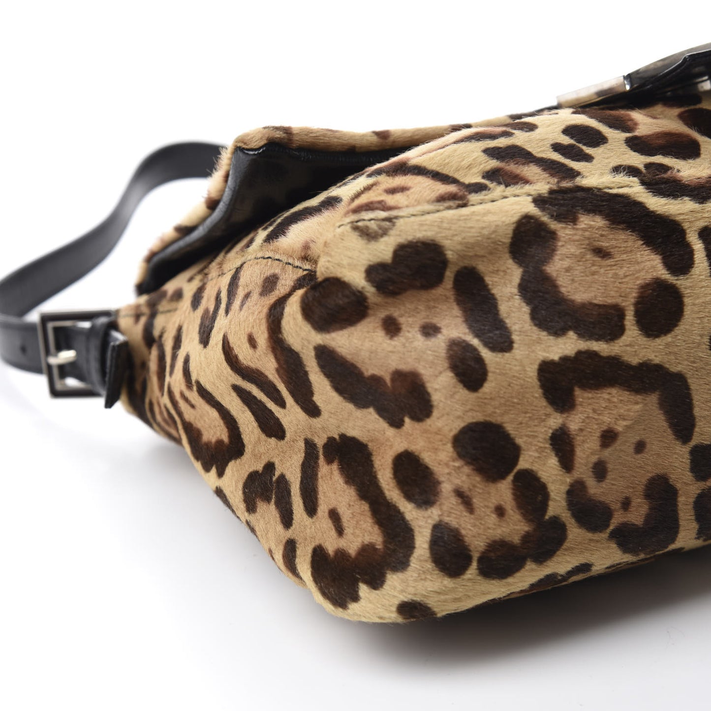 Calf Hair Leopard Print Mama Baguette Brown