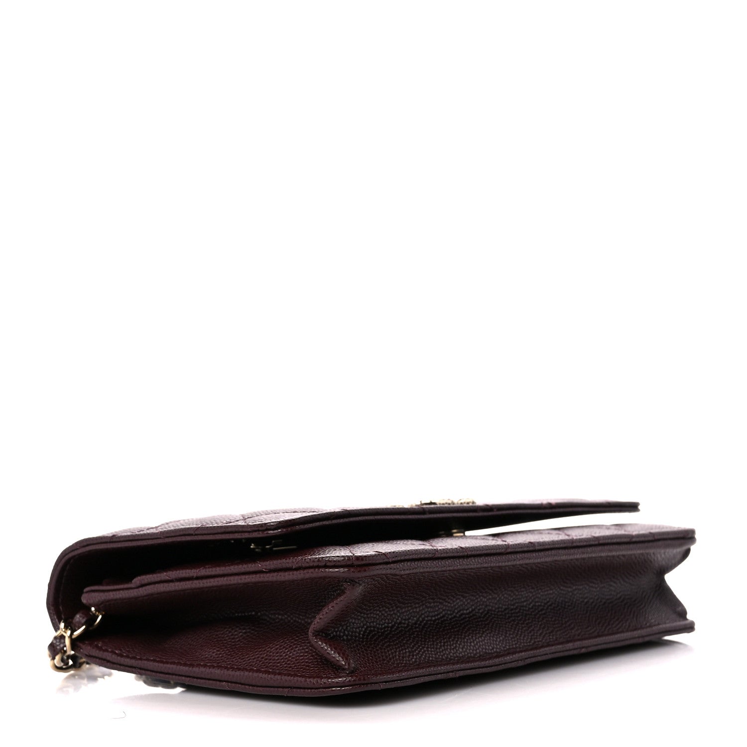Chanel Shiny Caviar Quilted Strass Wallet On Chain WOC Bordeaux 4 of 12